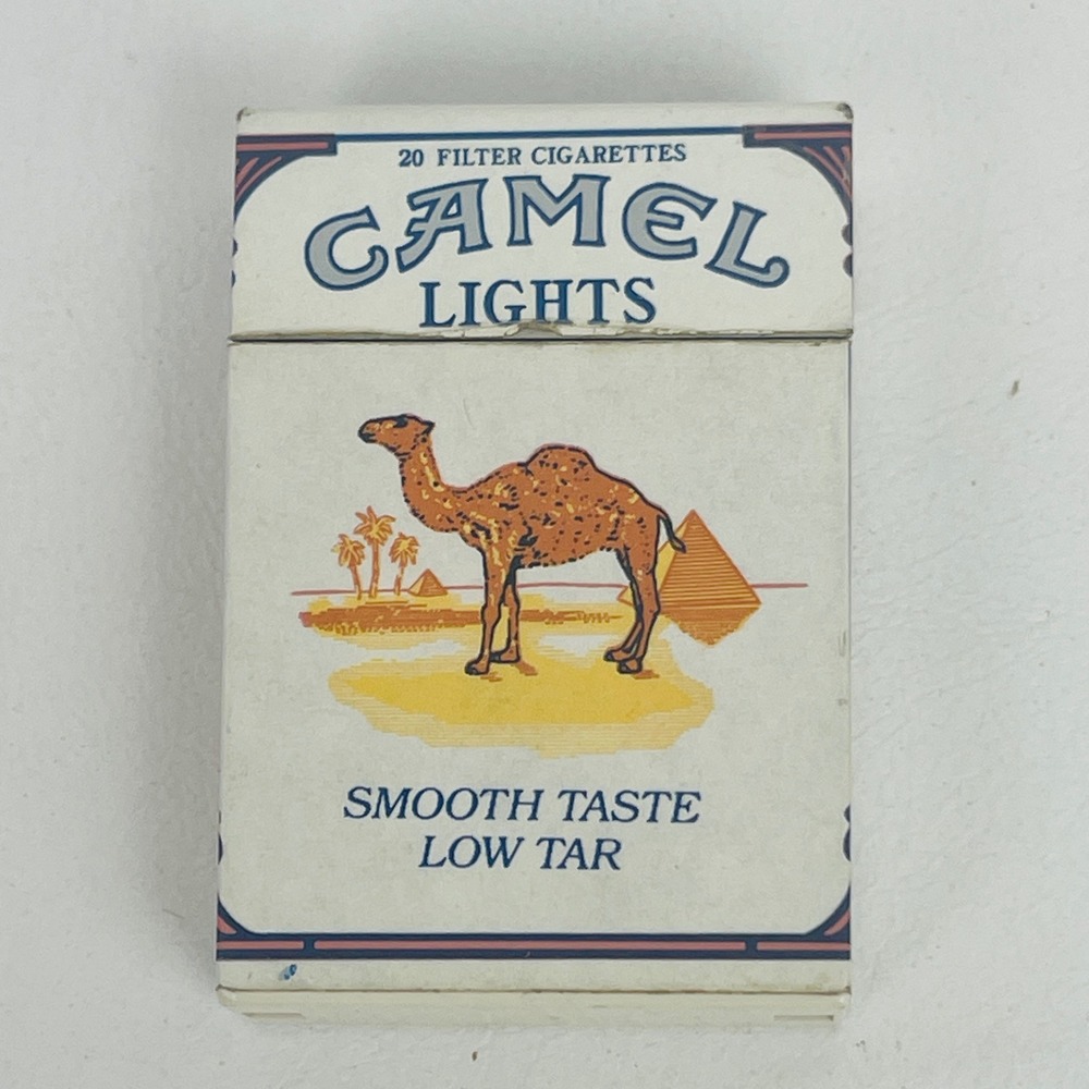 Camel Lights Butane Lighter Vintage Cigarette Pack Style White Scripto Tokai